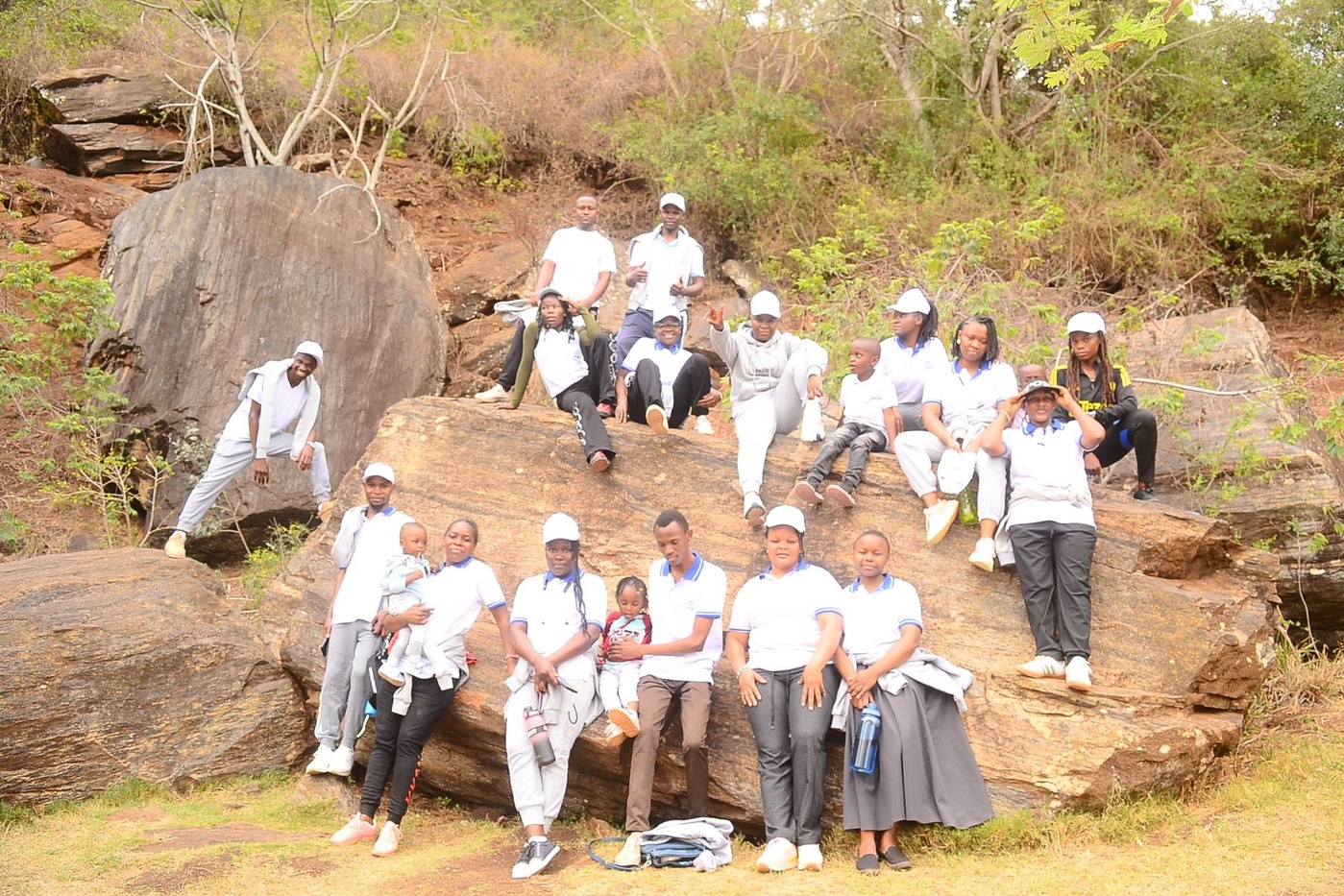 The Maesio team and families spending time together outdoors