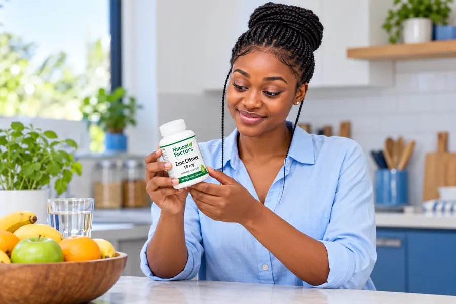 Woman holding Natural Factors supplements
