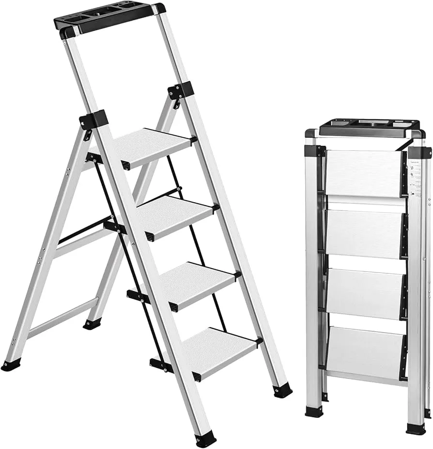 STAINLESS STEEL HOUSEHOLD STEP LADDER 4 STEP