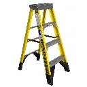 Fiberglass Step Ladder With Aluminium Steps - 4 Steps, Red, Yellow