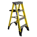 Fiberglass Step Ladder With Aluminium Steps - 4 Steps, Red, Yellow