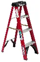 Fiberglass Step Ladder With Aluminium Steps - 4 Steps, Red, Yellow
