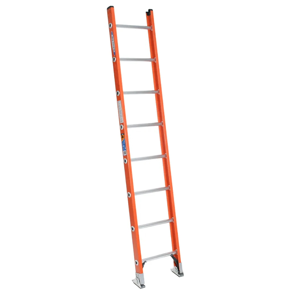 Fiberglass Straight Ladder With Aluminium Steps