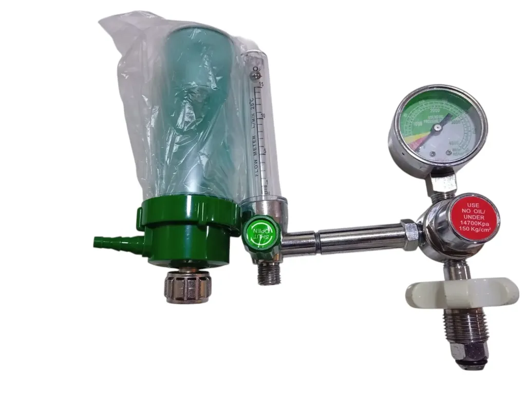 Oxygen regulator top flow