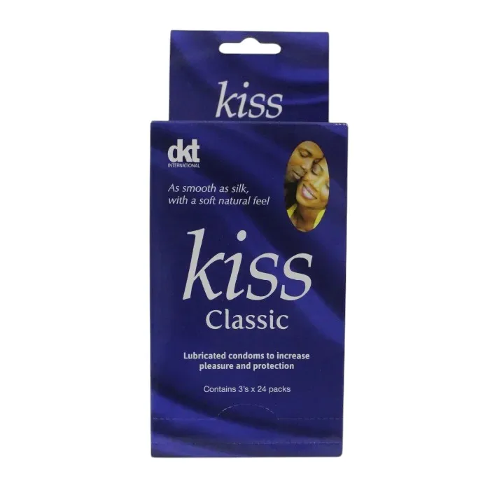 Kiss Classic Condoms – Full Outer 24 × 3’s | Lubricated Condoms for Contraception & Safer Sex (OTC)
