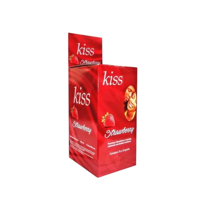 Kiss Strawberry Condoms 24 × 3’s – Strawberry-Flavoured Lubricated Condoms (OTC)