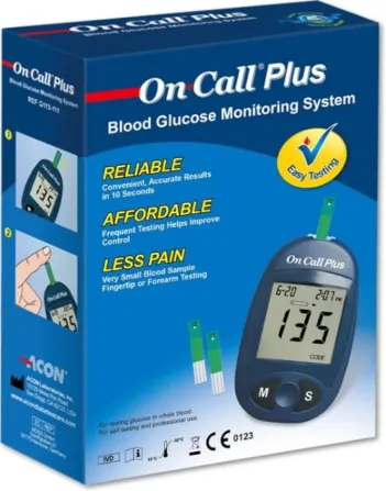 On Call Plus RBS Machine with 50 Strips & Prickers – Fast, Accurate & Complete Blood Sugar Monitoring Kit