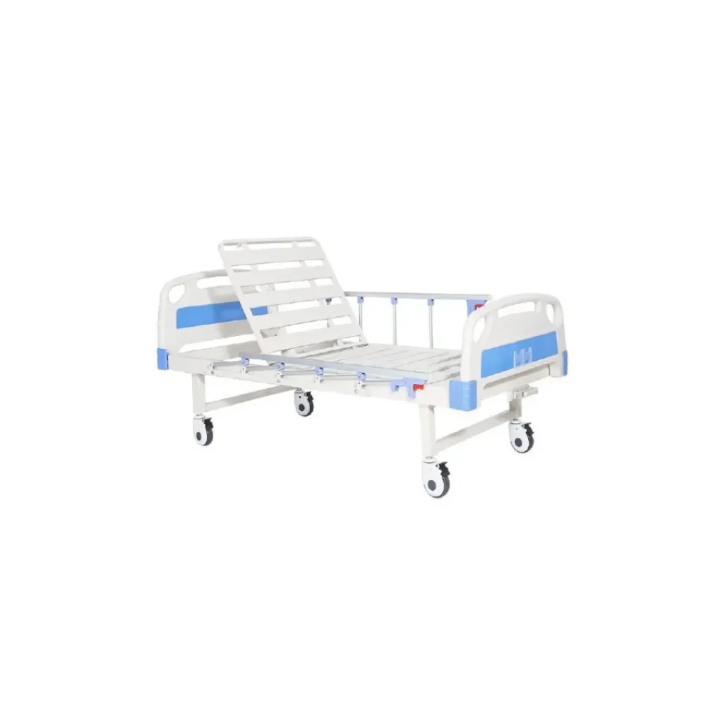 Single Crank ABS Hospital Bed – Without mattress -Durable, Comfortable & Easy Manual Adjustment