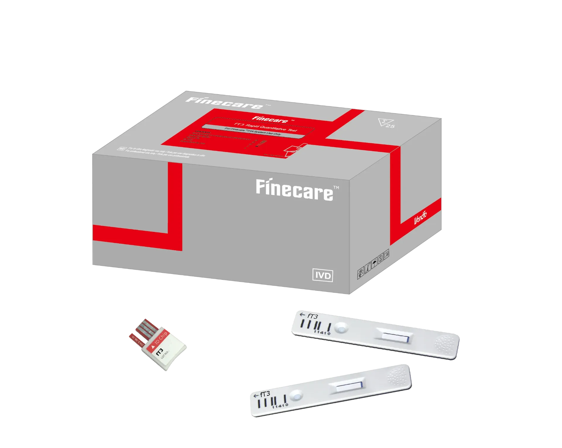 Finecare™ FT3 Rapid Test – Free Triiodothyronine Thyroid Function Screening Cassette -25/Pack