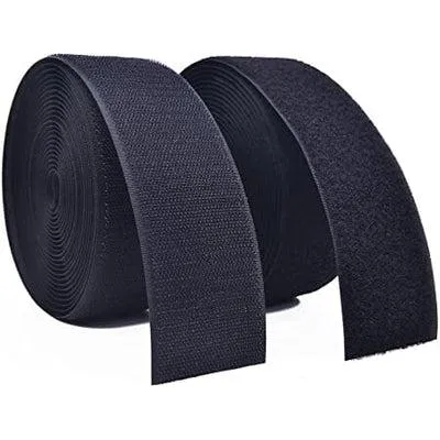Black Velcro Hook & Loop Tape 50mm × 25m – 2-Part Fastening Roll Set