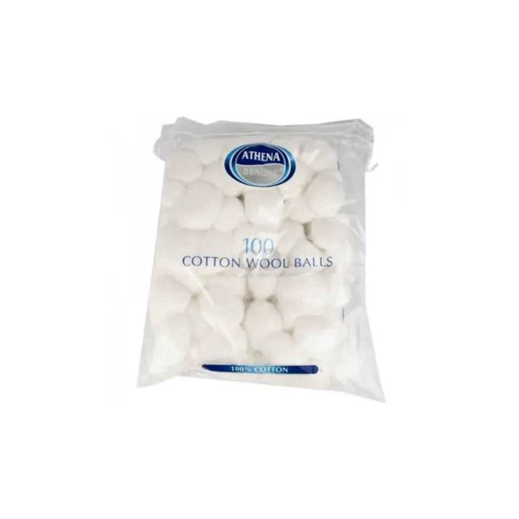 ATHENA Cotton Balls White – 100 Pack | Soft, Absorbent & Hygienic Medical Cotton