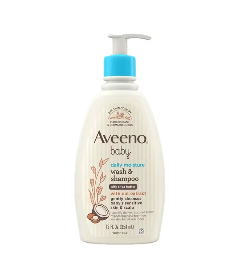 Aveeno Baby Daily Moisture Wash & Shampoo 354ml- 1412USA                                            Gentle, Tear-Free 2-in-1 Cleanser with Natural Oat Extract