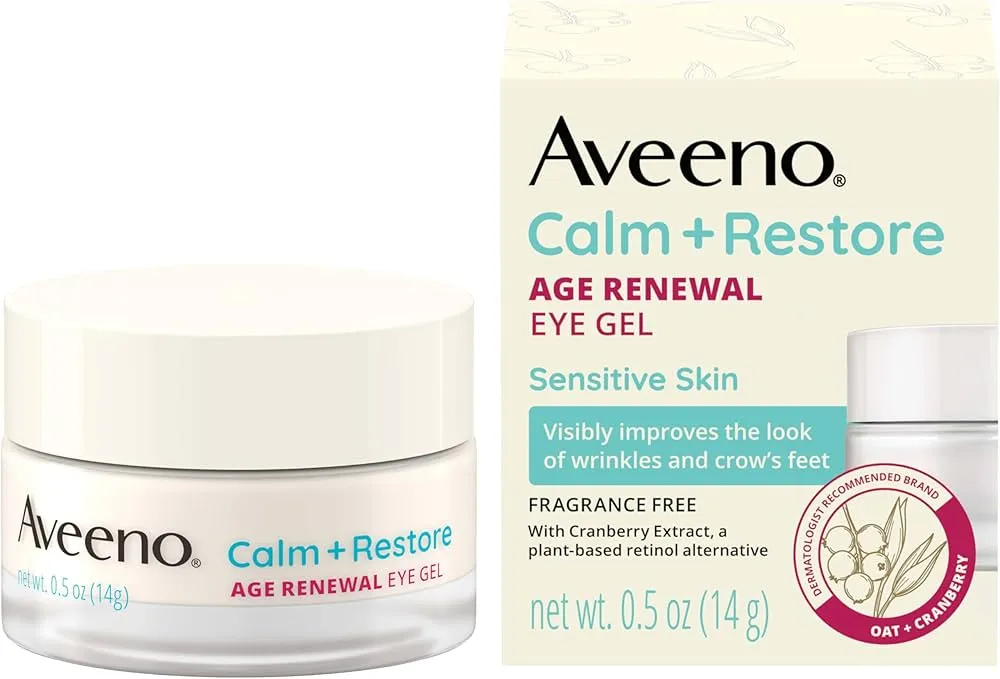 Aveeno Calm + Restore Age Renewal Eye Gel 14G USA -3027                                                          Anti-Aging, Brightening & Soothing Care for Sensitive Eyes