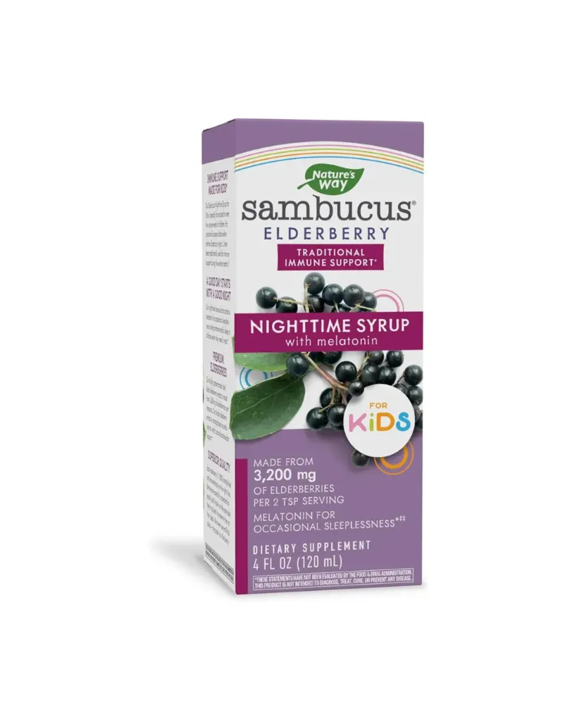 Nature’s Way Sambucus Night Time Syrup with Melatonin 120ml – Restful Sleep & Immune Support