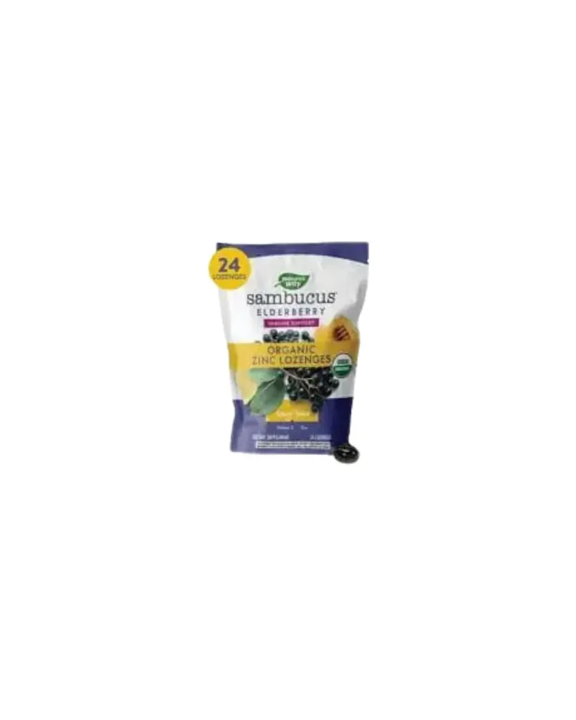 Nature’s Way Sambucus Zinc Honey & Lemon Lozenges 24’s – Immune Support with Elderberry, Zinc & Vitamin C