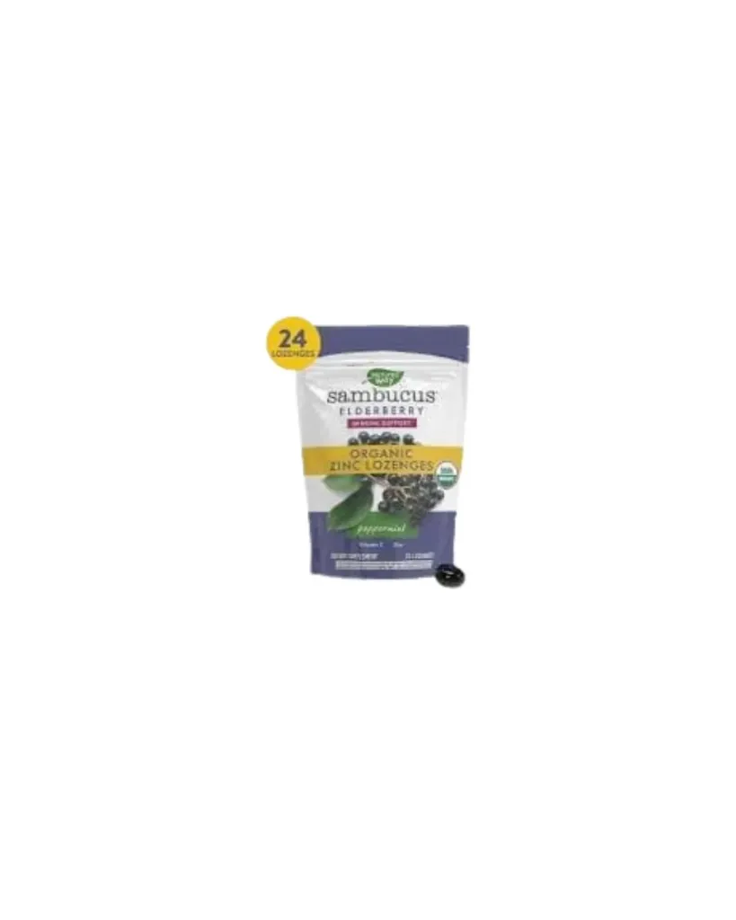 Nature’s Way Sambucus Organic Zinc Peppermint Lozenges 24’s – Immune Support with Black Elderberry & Vitamin C