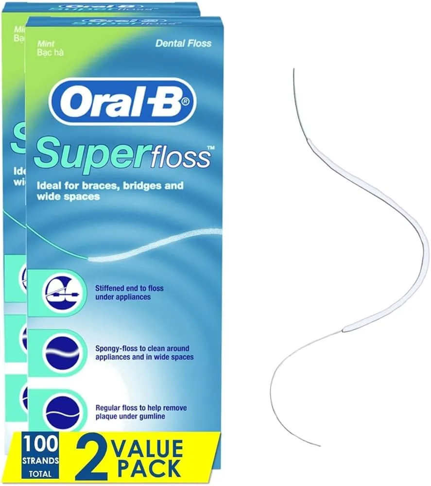 ORAL-B Dental Super Floss 50CT – Advanced Floss for Braces, Bridges & Implants