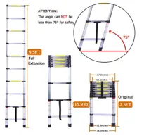 Aluminium Telescopic Ladder 2.9M  10 Step Single Side（Silver)