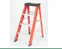 Fiberglass Step Ladder With Aluminium Steps - 4 Steps, Red, Yellow