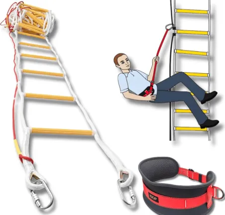 Fire Escape Steel Ladder With Hook – 10M (33 Feet), 29 Rungs