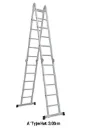 Ladder 2X12 Steps Industrial Max Height 590Cm Yb-El212, "A" Type Height : 3.05M, Width : 45.5cm