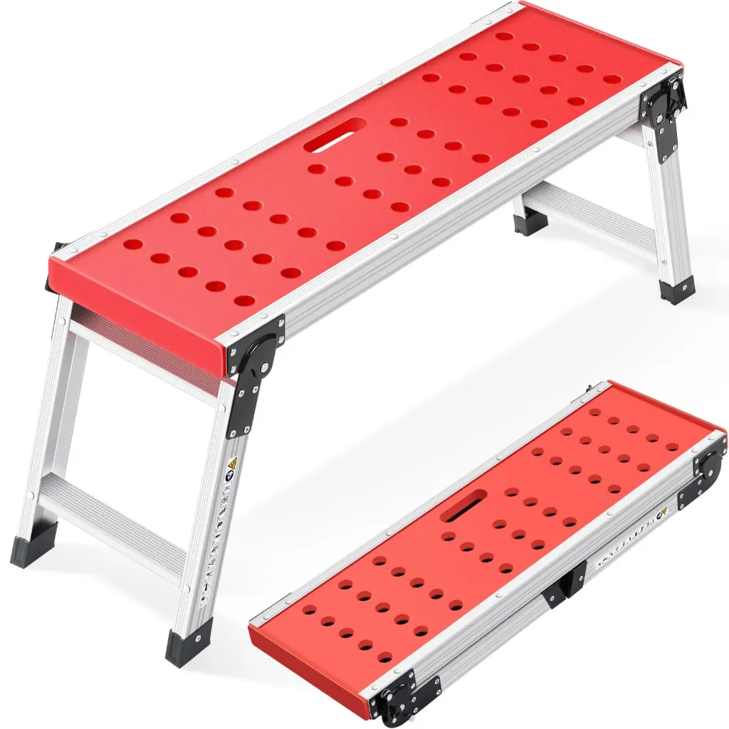 Aluminium Folding Platform And Step Ladder, With Extra Working Platform, 3.5M Standing Height