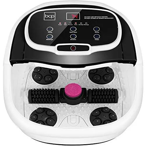 Luxury Electric Foot Bath Massager, Portable, With Wheels, Adjustable Timing And Temperature, And Rotary Massager And Bubble Generator     
