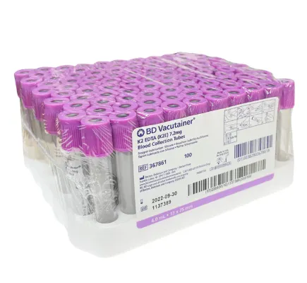 EDTA Vercutainer 100’s – Lavender Cap Blood Collection Tubes for Hematology 