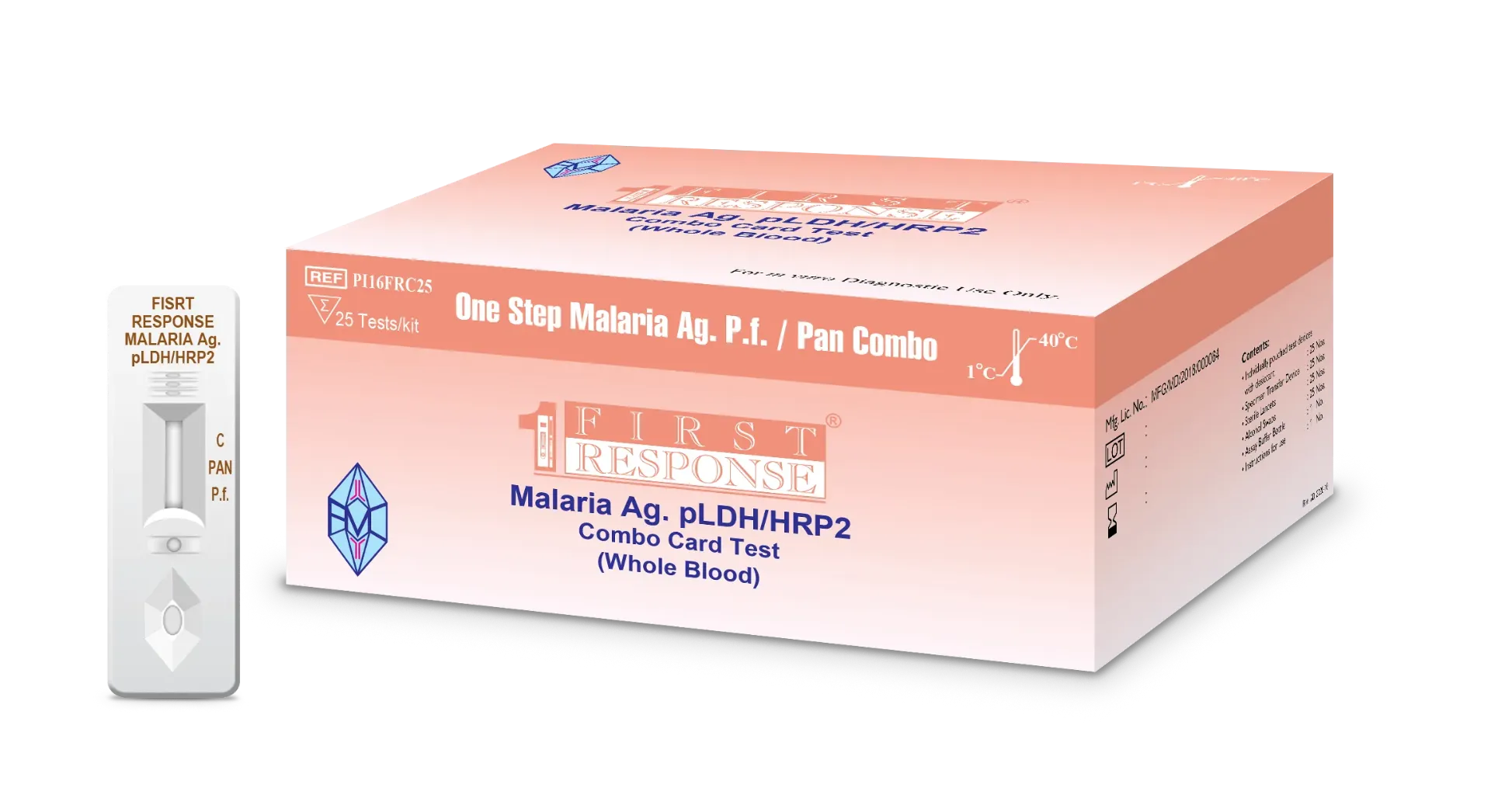 First Response® Malaria Ag pLDH/HRP2 Combo Rapid Diagnostic Test (RDT) – Whole Blood | Pack of 25 Tests