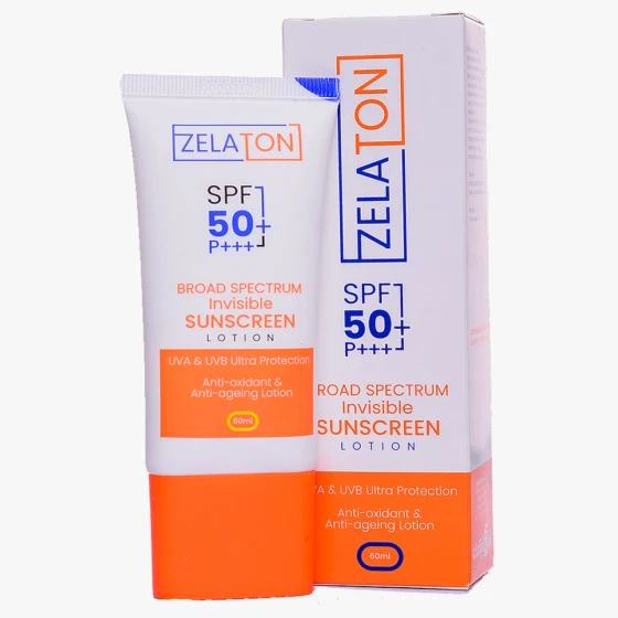 Zelaton SPF 50 Sunscreen Lotion 60ml (Invisible SPF 50 Sunscreen)