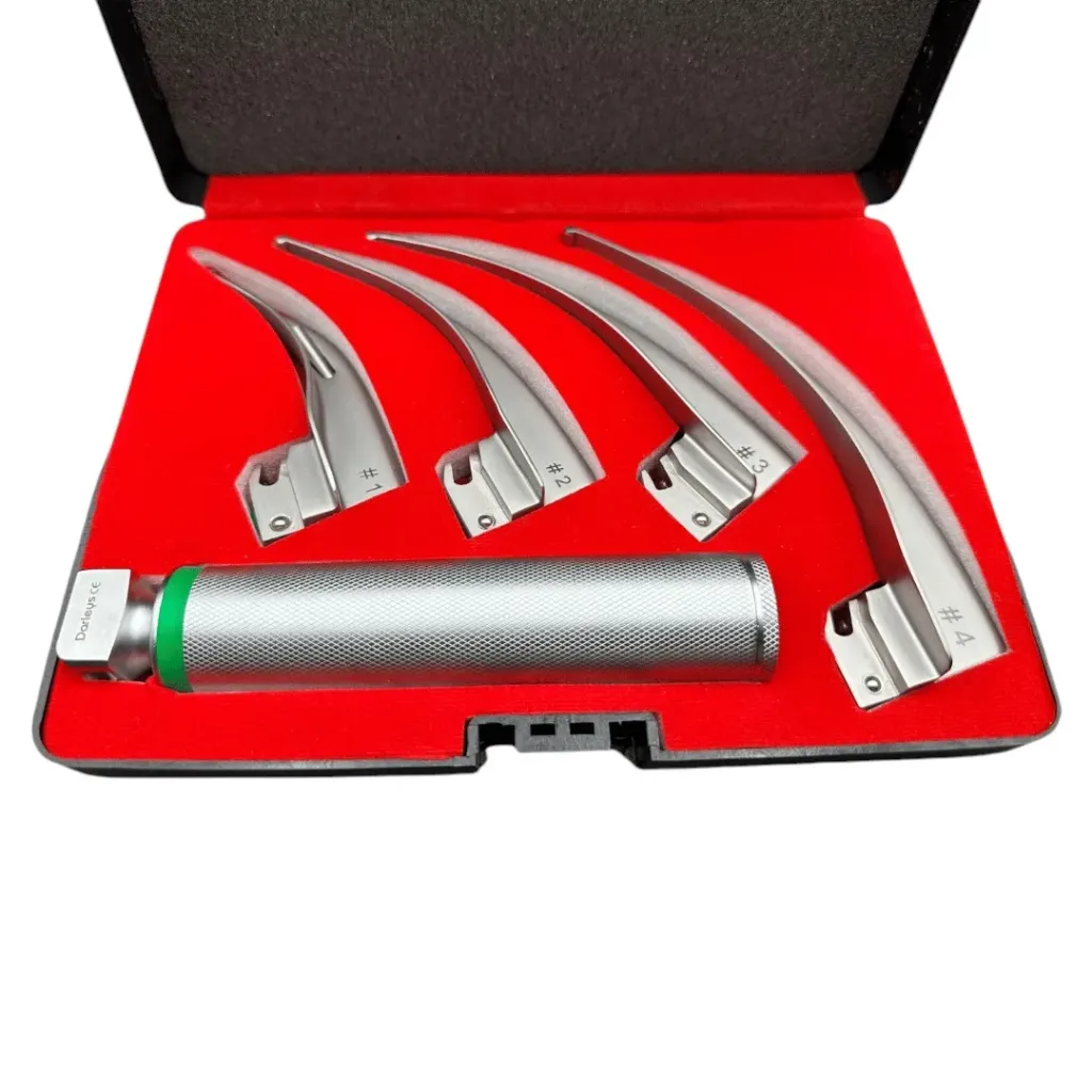Macintosh Fiber Optic Laryngoscope  with 3 blades (Mac 2,3,4) 
