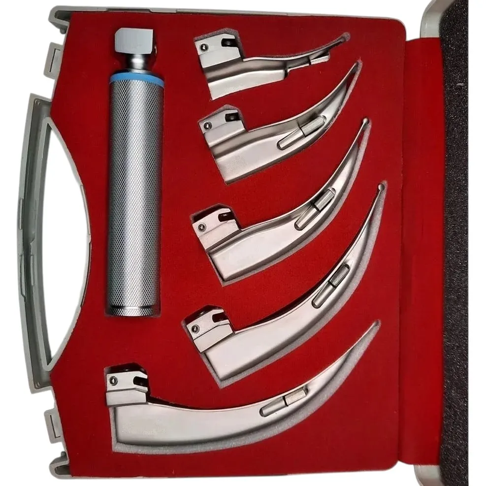 Macintosh Fiber Optic Laryngoscope  with 5 blades (Mac 0,1, 2,3,4)