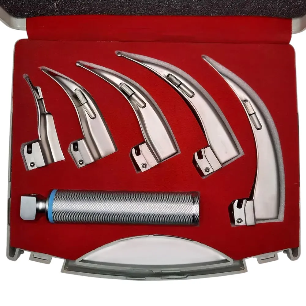Macintosh Bulb Laryngoscope  with 5 blades (Mac 0,1,2,3,4)   