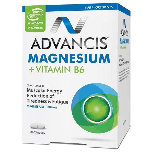Advancis Magnesium + Vitamin B6 Tabs 60’s – Muscle, Nerve & Energy Support