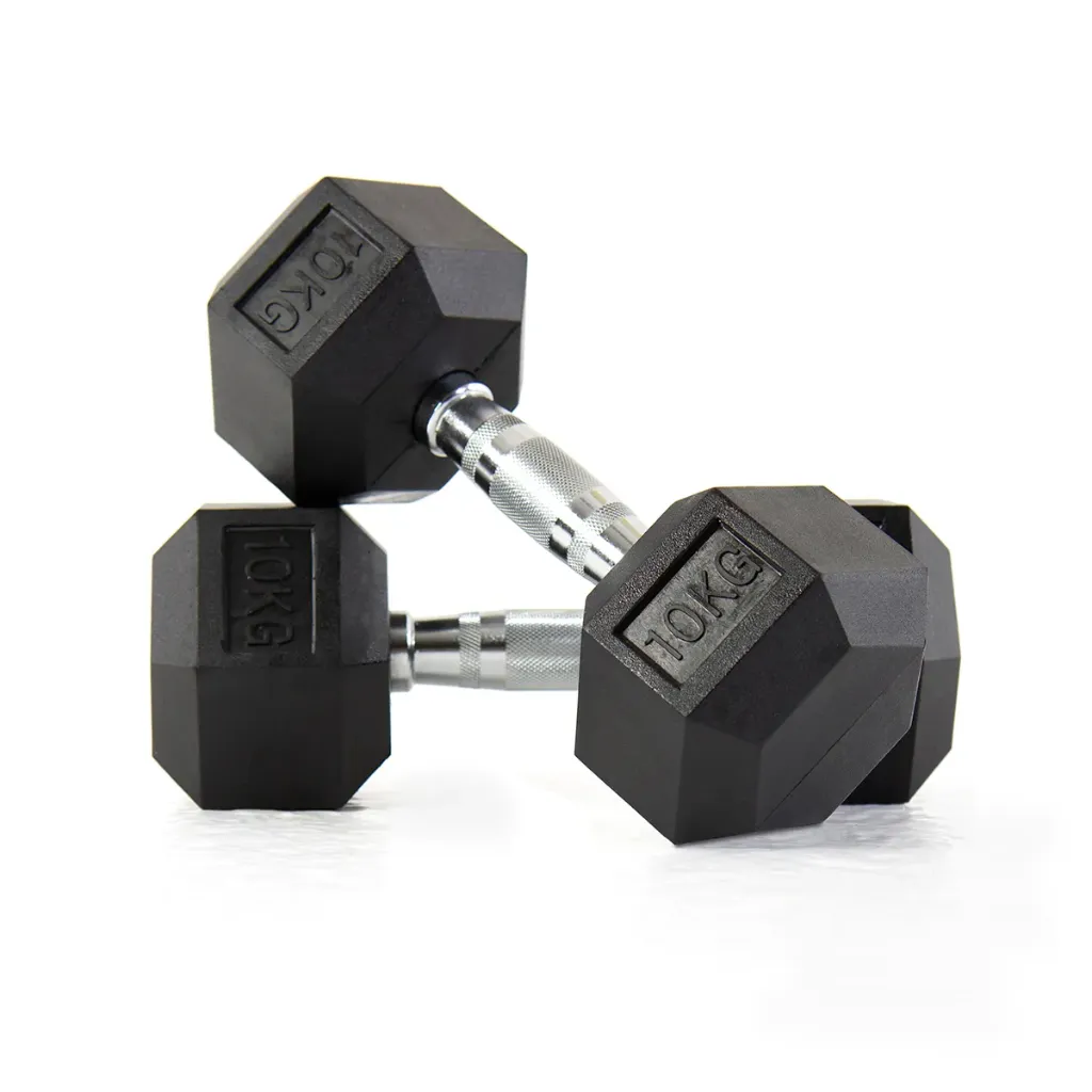 Black Rubber Hex In Pairs 10kg