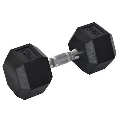 Black Rubber Dumbbells In Pairs 15kg