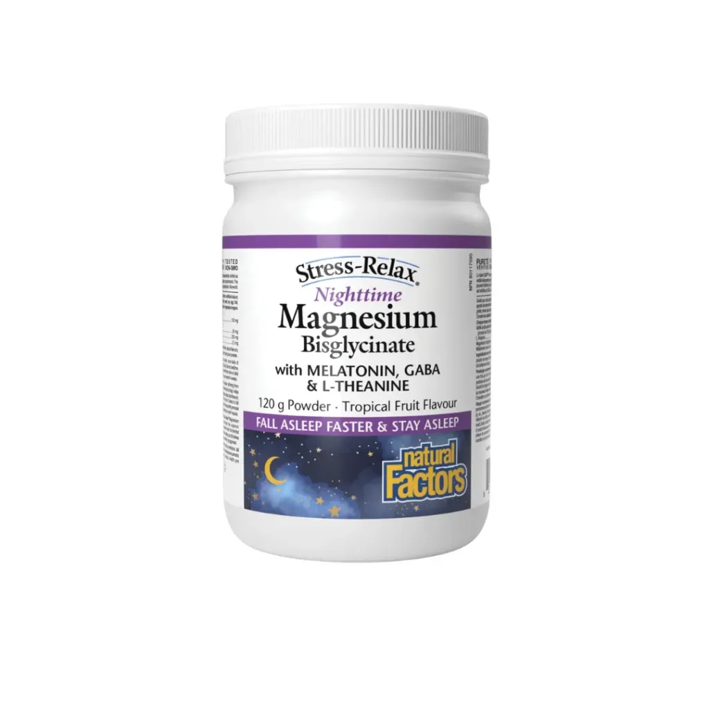 Natural Factors-Magnesium Bisglycinate With Melatonin,Gaba &L-Theanine120g(Stress-Relax)