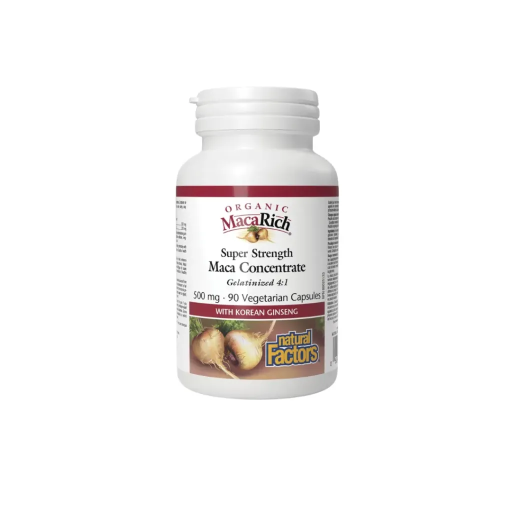 Natural Factors Maca Concentrate (MacaRich®) – 500mg Super Strength (90 Capsules)