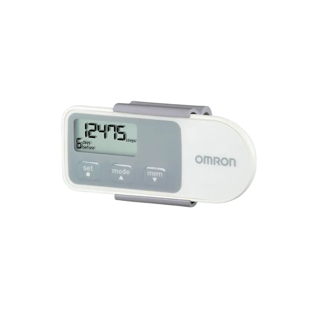 Omron Pedometer (Omron pedometer, measures number of strides and distance, and shows time, can mount on your belt)