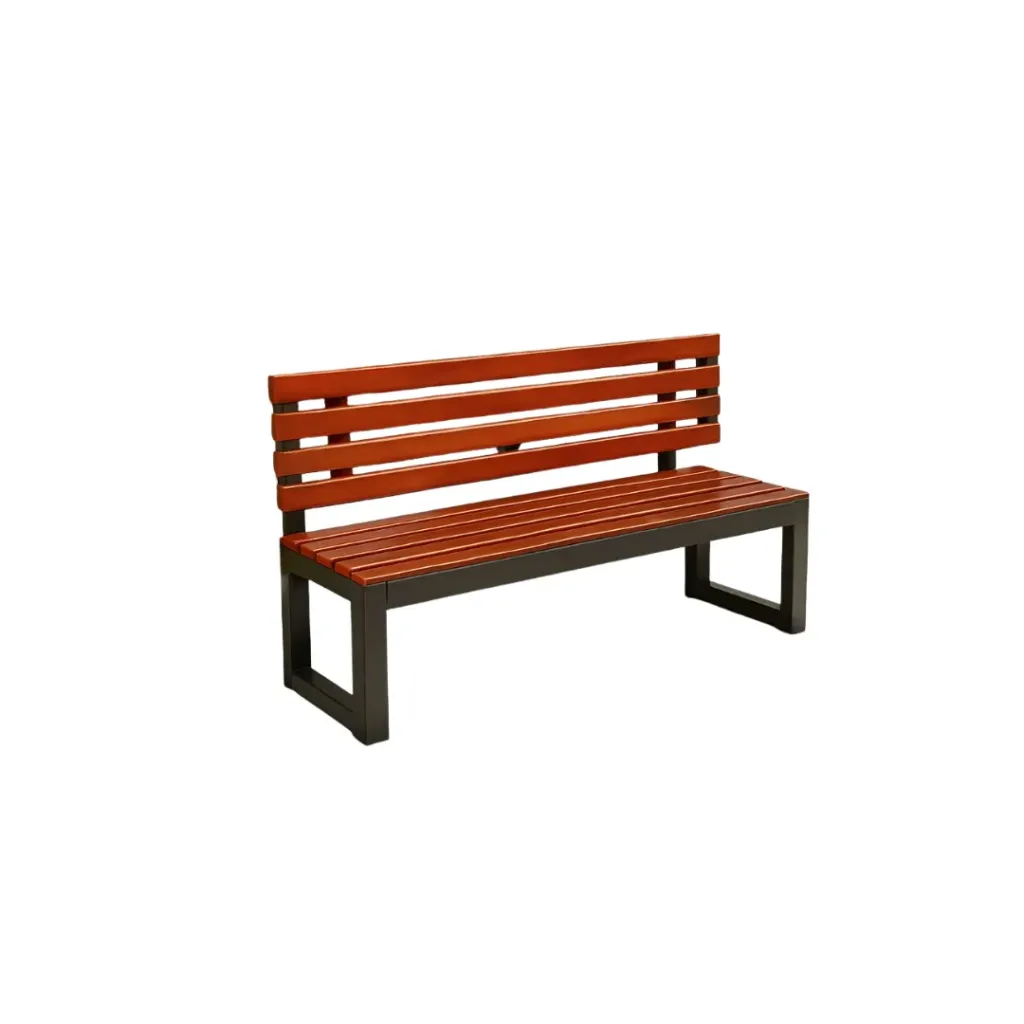 Waiting Bench 4 Seater Metallic Stands and Wooden Top