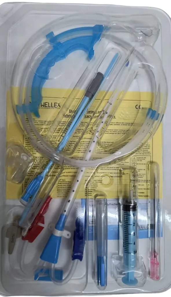 WELLEX Double Lumen Temporary Hemodialysis Catheter 12fr 15cm -Straight