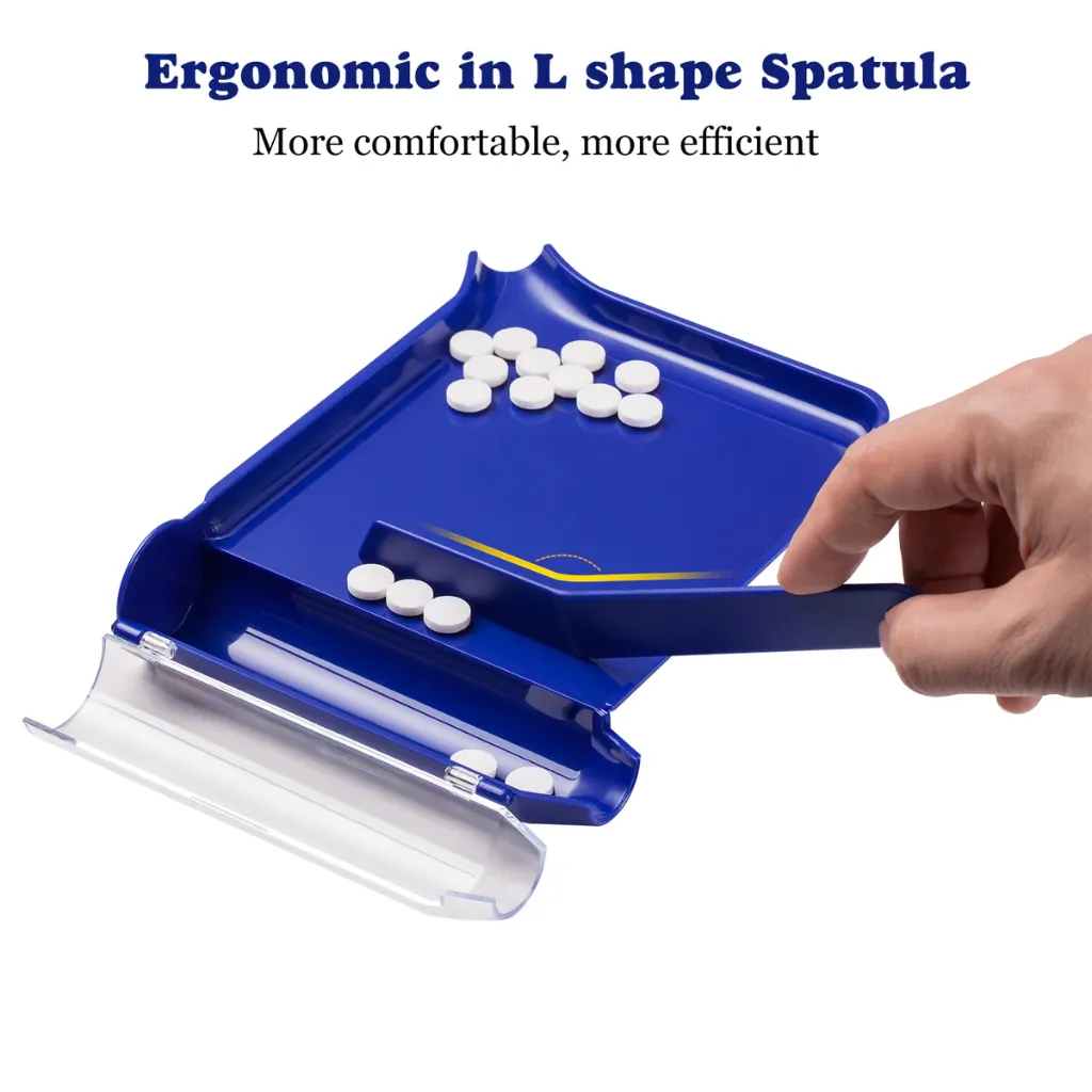 Tablet Pill Dispenser with Spatula and Storage Section | Pharmacy Pill Counting Tray