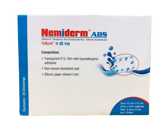 Nemiderm ABS Wound Dressing 10cm × 25cm – Waterproof Transparent Film Dressing with Non-Adherent Pad (Pack of 10)