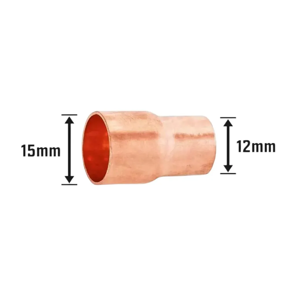 15 × 12mm Degreased Copper Reducer – Medical Gas Pipeline Reducing Fitting