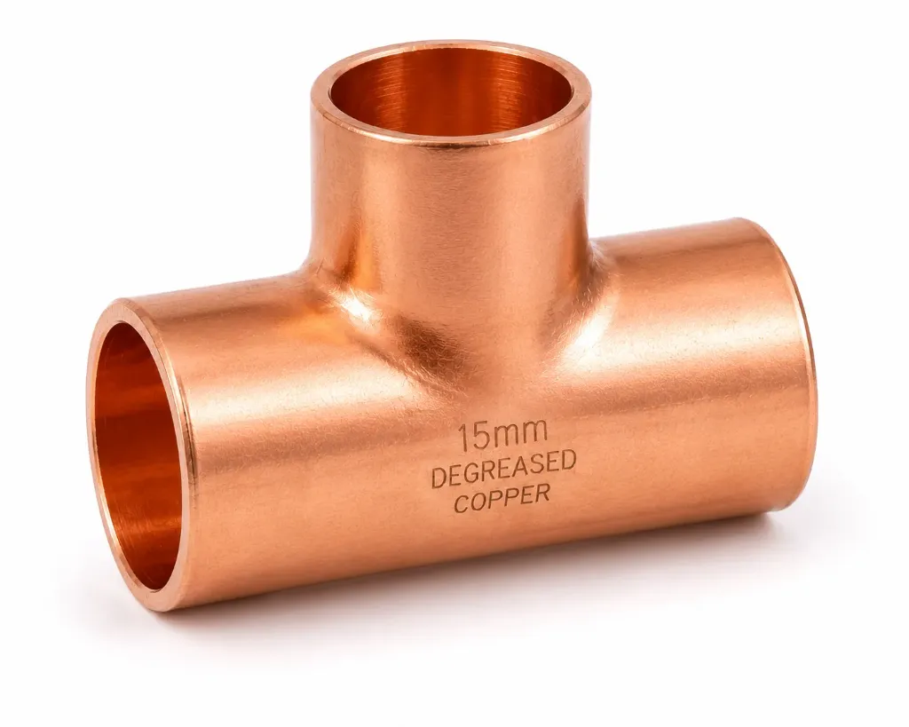 15mm Diameter Degreased Equal Tee – Medical Gas Copper Pipeline Fitting for MGPS Installations