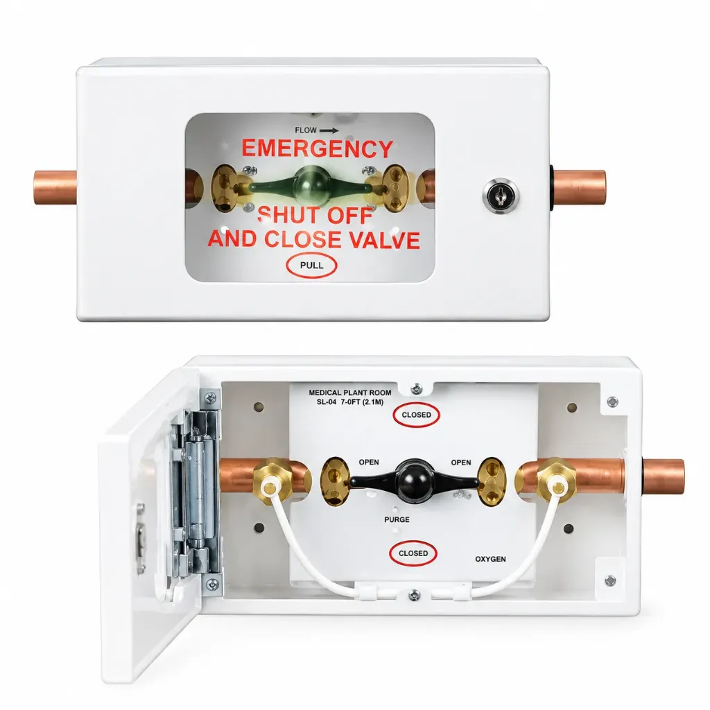 AVSU 15mm Oxygen Area Valve Service Unit Complete with Pressure Gauge – Medical Gas Pipeline Isolation Unit