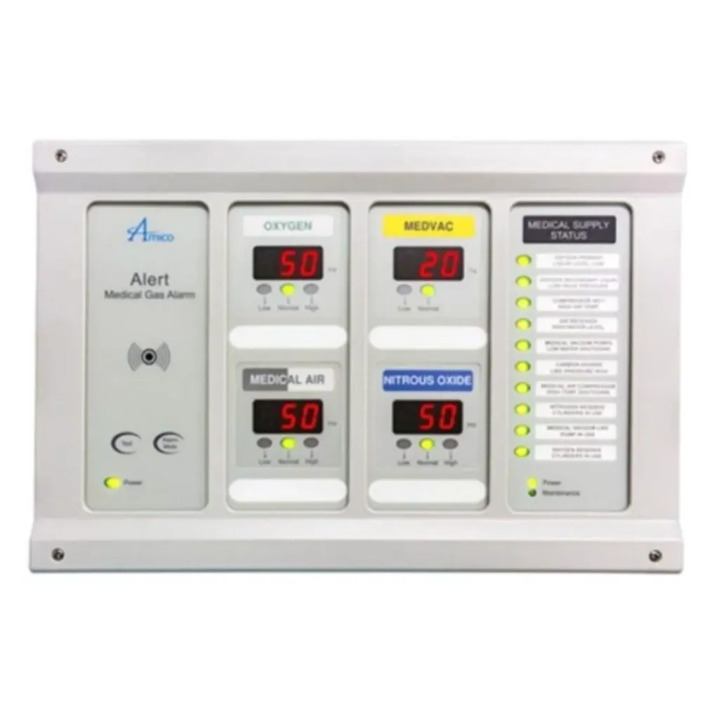 Medical Gas Oxygen Monitoring Alarm with % Purity & Pressure – Audio-Visual Display Panel | ISO 7396-1:2016