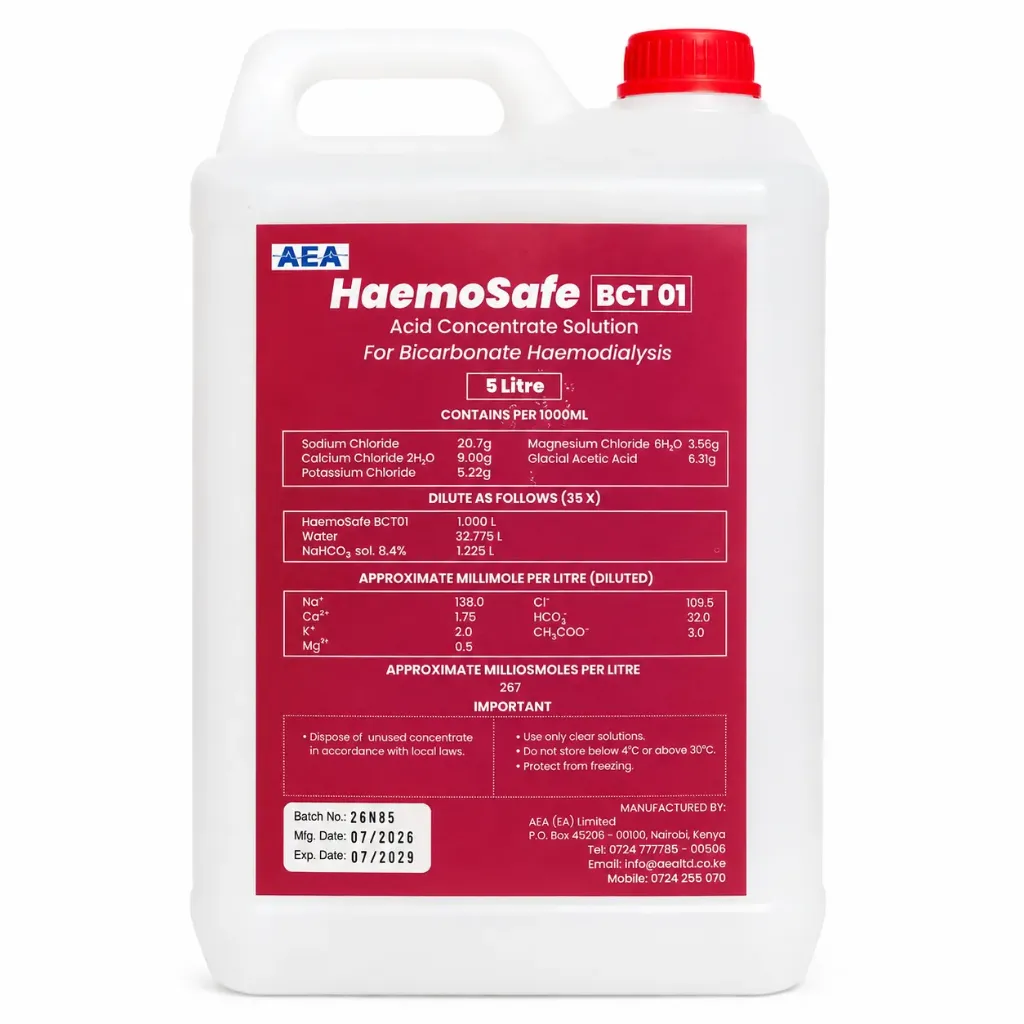 Hemosafe Acid Concentrate 5 Litres – Hemodialysis Acid Dialysate Concentrate for Dialysis Treatment