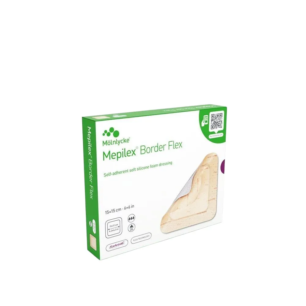 Mepilex® Border Flex Foam Dressing 15 × 15 cm – Advanced Absorbent Wound Dressing (Per Piece)