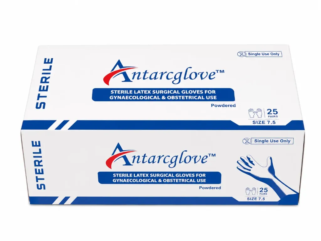 Antarc Gynaecological Gloves Powdered Size 7.5 – Sterile Long Cuff Examination Gloves 25 Pairs